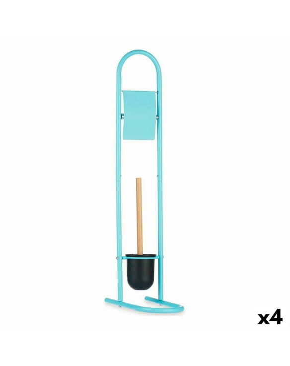 Toilet Paper Holder with Brush Stand 16 x 28,5 x 80,8 cm Blue Metal Plastic Bamboo (4 Units) 1