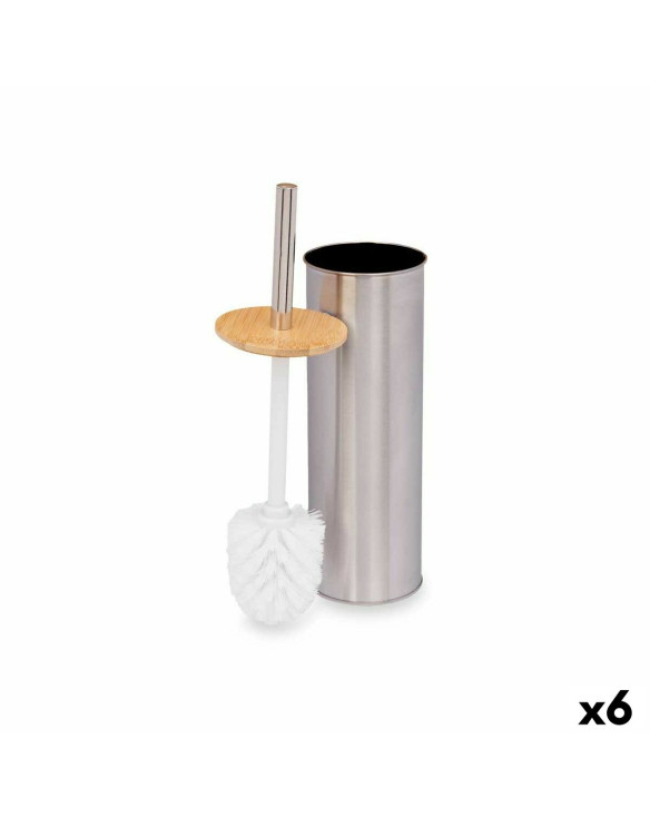Toilettenbürste Silberfarben Bambus Edelstahl 9,5 x 27,5 x 9,5 cm (6 Stück) 1