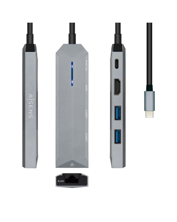 Hub USB Aisens ASUC-5P003-GR Grau 100 W (1 Stück) 1