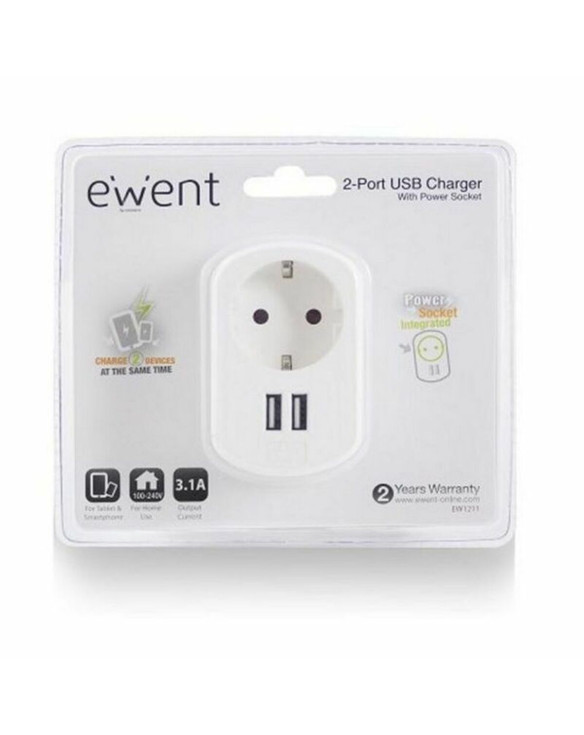 Wall Plug with 2 USB Ports Ewent EW1211 3,1 A 1