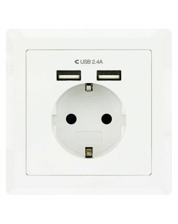 Prise Murale avec 2 Ports USB TooQ 10.35.0010 5V/2.4A Blanc 2,4 A 1