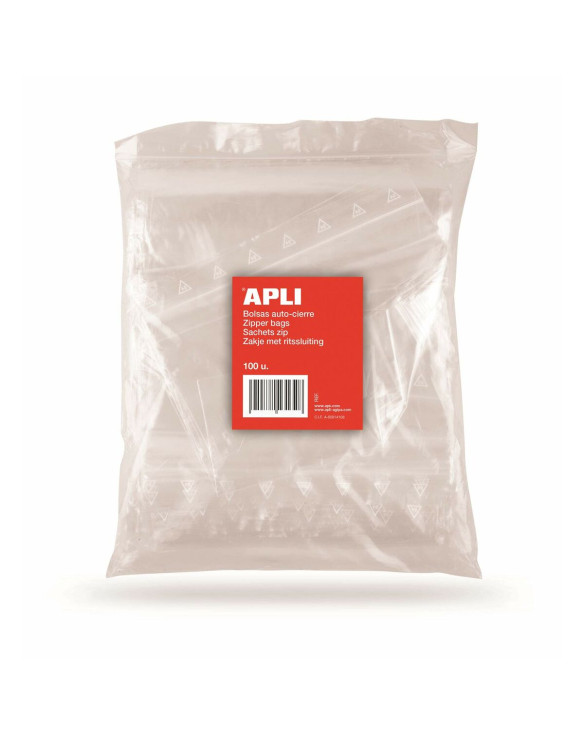 Zestaw toreb do przechowywania Apli Samo-zamykający Plastikowy 100 Sztuk Jasne 255 x 355 mm 1