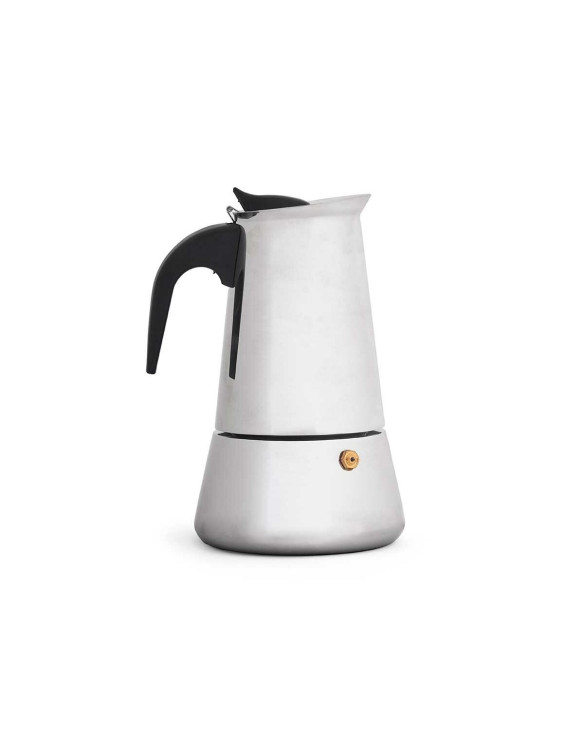 Italienische Kaffeemaschine Schwarz Silberfarben Stahl 6 Tassen 1