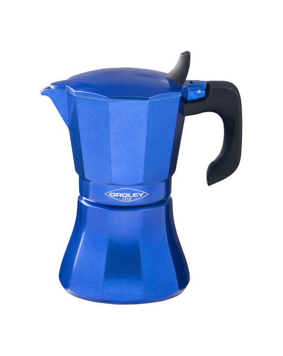 Italian Coffee Pot Oroley Petra 9 Cups Blue Aluminium 1