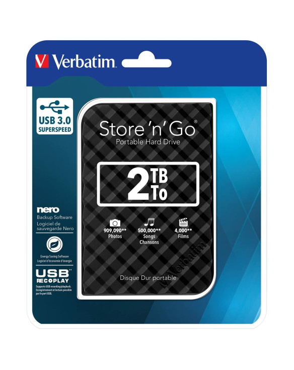 External Hard Drive Verbatim Store 'n' Go 2 TB SSD 2 TB HDD 1