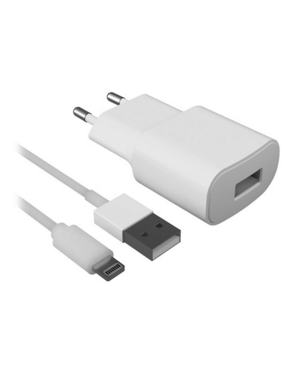 Chargeur Mural + Câble Lightning MFI Contact Apple-compatible 2.1A Blanc 1