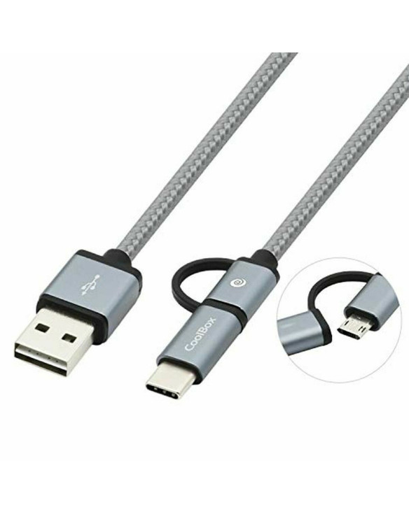 Kabel USB do Micro USB i USB C CoolBox COO-CAB-U2MC-GR      1