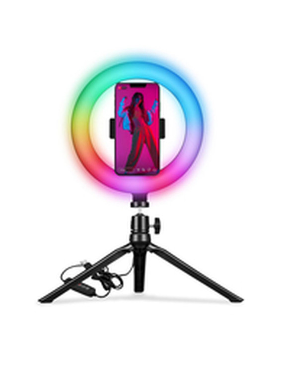 Selfie Ring Light Anneau de Lumière avec Triepied et Télécommande Celly CLICKRINGRGBBK 1