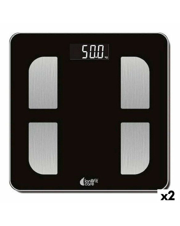 Digital Bathroom Scales LongFit Care Black Multifunction 33 x 4 x 33 cm (2 Units) 1