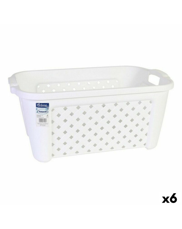Laundry Basket Tontarelli 8065405/112 35 L White Rectangular 58 x 38 x 26 cm (6 Units) 1