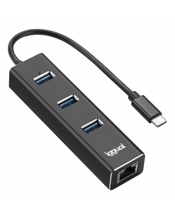 3 portowy HUB USB iggual IGG317709 Czarny 1