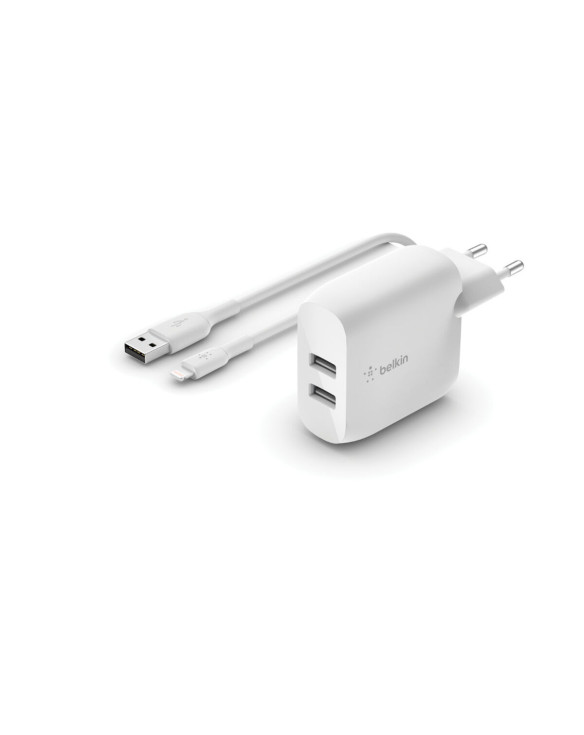 Wall Charger + MFI Certified Lightning Cable Belkin WCD001VF1MWH White 24 W 1