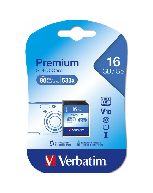 Carte Mémoire SD Verbatim PREMIUM SDHC C10/U1 16 GB 1