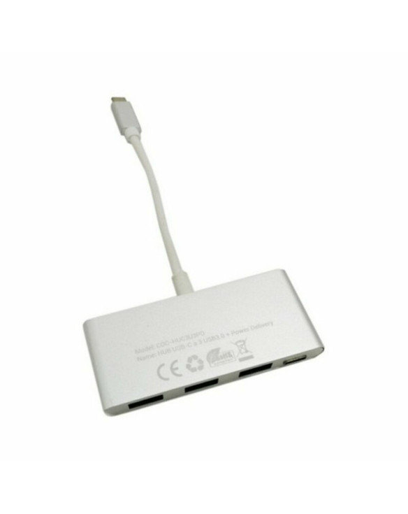 HUB USB C CoolBox COO-HUC3U3PD Aluminium Biały 1
