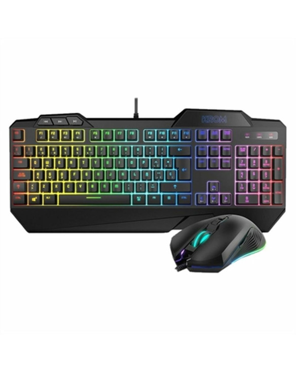 Keyboard with Gaming Mouse Krom Krusher RGB Black 1