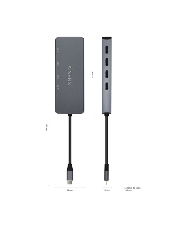USB Hub Aisens A109-0745 Grey (1 Unit) 1