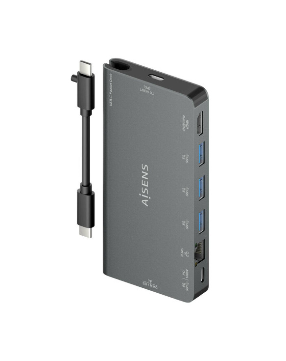 USB Hub Aisens ASUC-8P015-GR Grey (1 Unit) 1