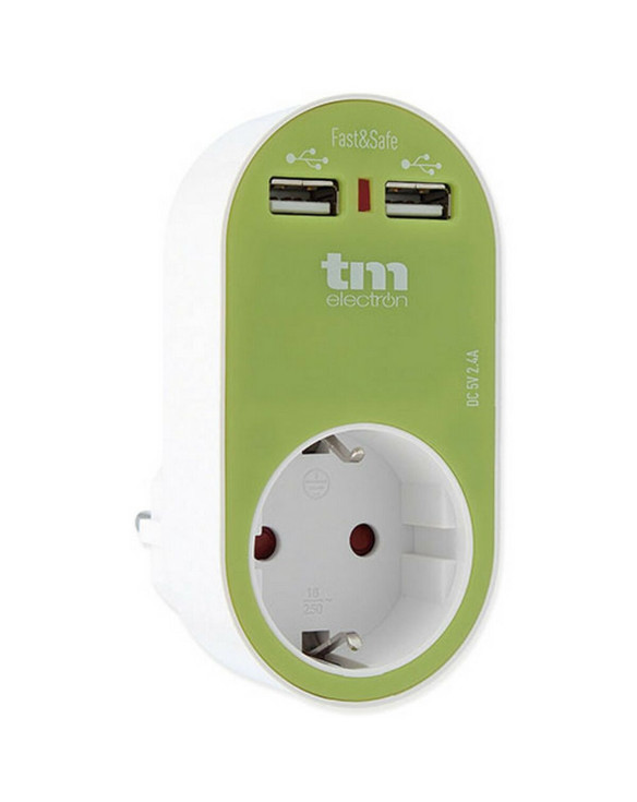 Wandstecker mit 2 USB-Ports TM Electron grün 1