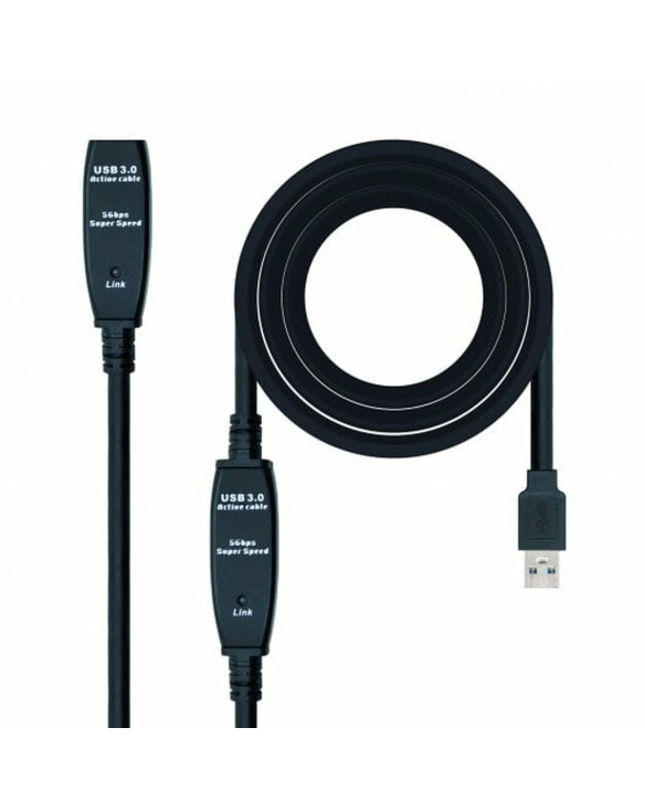 USB Extension Cable NANOCABLE 10.01.0312 Black 10 m 1