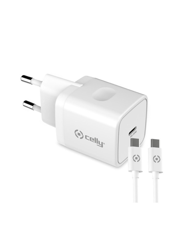 Chargeur Mural + Câble USB C Celly Blanc 20 W 1