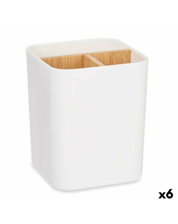 Toothbrush Holder White Bamboo polypropylene 9 x 11 x 9 cm (6 Units) 1