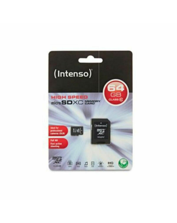Mikro SD Speicherkarte mit Adapter INTENSO 3413490 64 GB Klasse 10 1