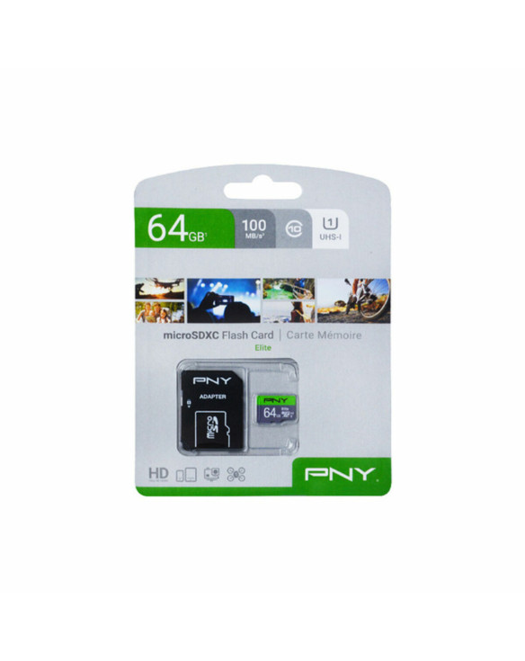 Micro SD Memory Card with Adaptor PNY P-SDUX64U185GW-GE 64 GB 1
