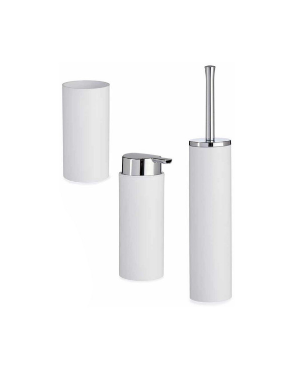 Badezimmer Set Weiß Silberfarben Kunststoff 1