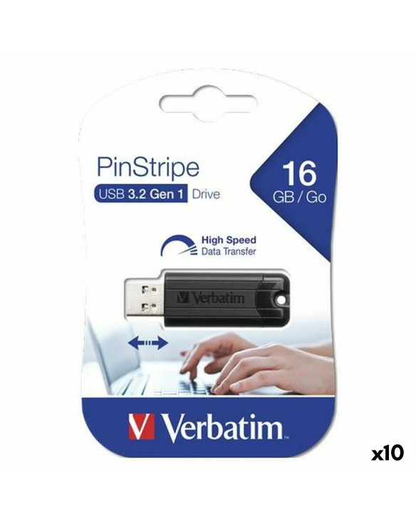 Pendrive Verbatim Pinstripe Schwarz 16 GB (10 Stück) 1