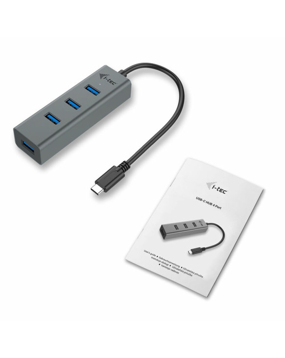 Hub USB i-Tec C31HUBMETAL403 USB x 4 Gris Noir 1