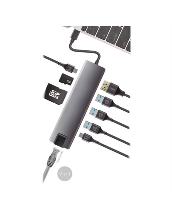 Hub USB CoolBox COO-DOCK-01 Grau Silberfarben 1